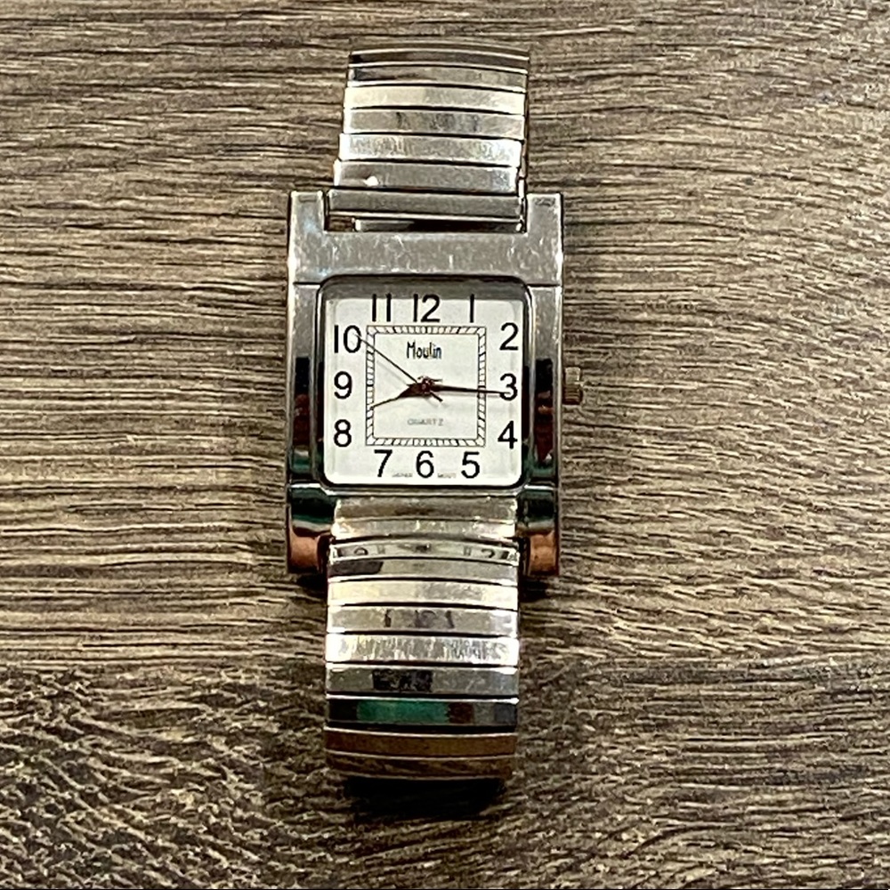 🧡$5 Bundled WORKING! EUC Silver Stainless Steel Moulin Watch.